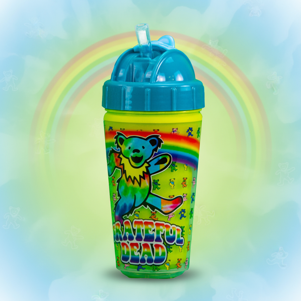 Grateful Dead Dancing Bear Straw Cup - Styled Background