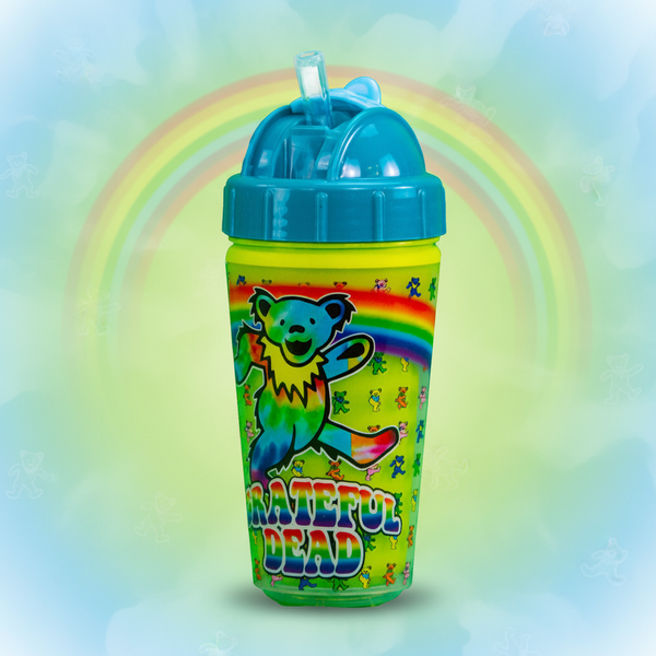 Grateful Dead Dancing Bear Straw Cup - Styled Background